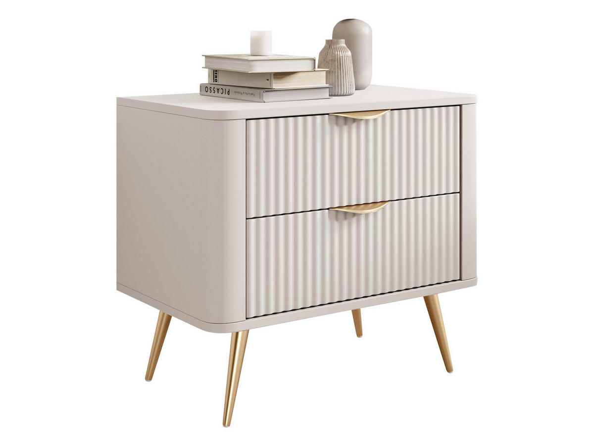 NACHTTISCH Lante - Beige/Goldfarben, Holzwerkstoff/Metall (64/56/38cm) - MIRJAN24