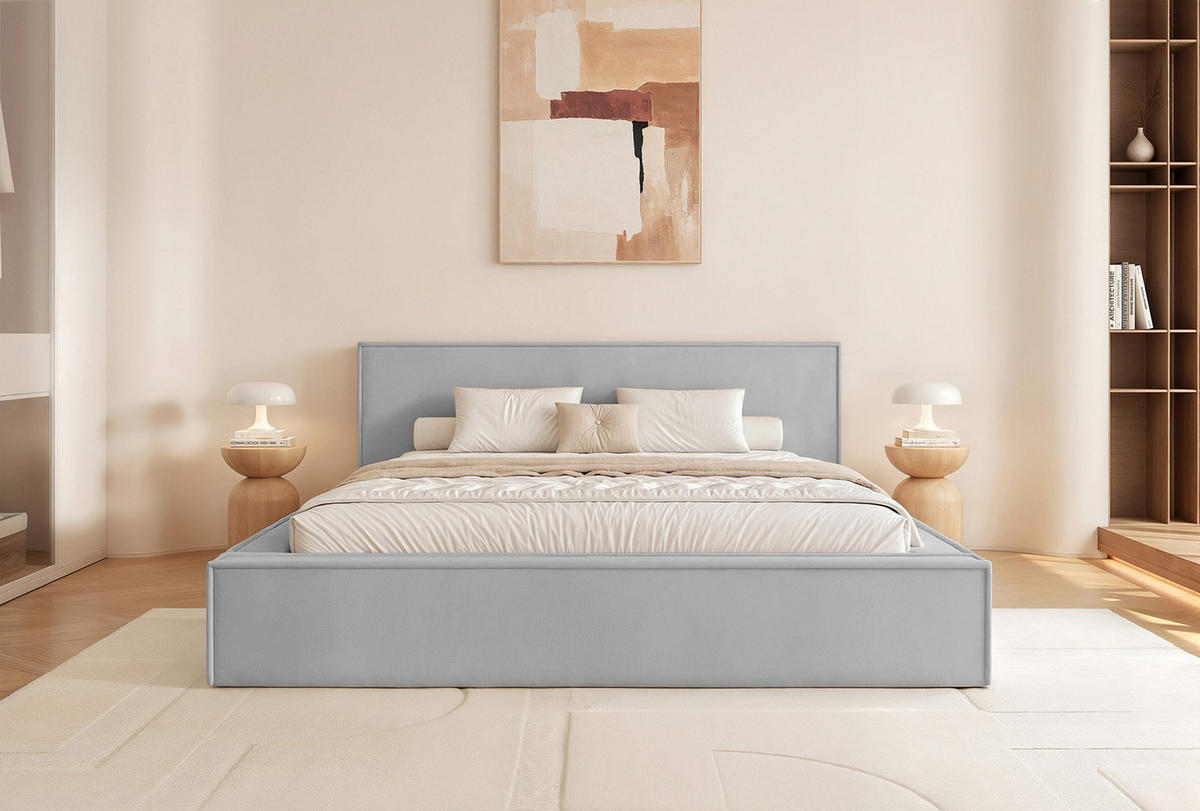 POLSTERBETT Mendocino Classic 160x200 cm, Hellgrau - Hellgrau, Textil (160/200cm) - Fedve