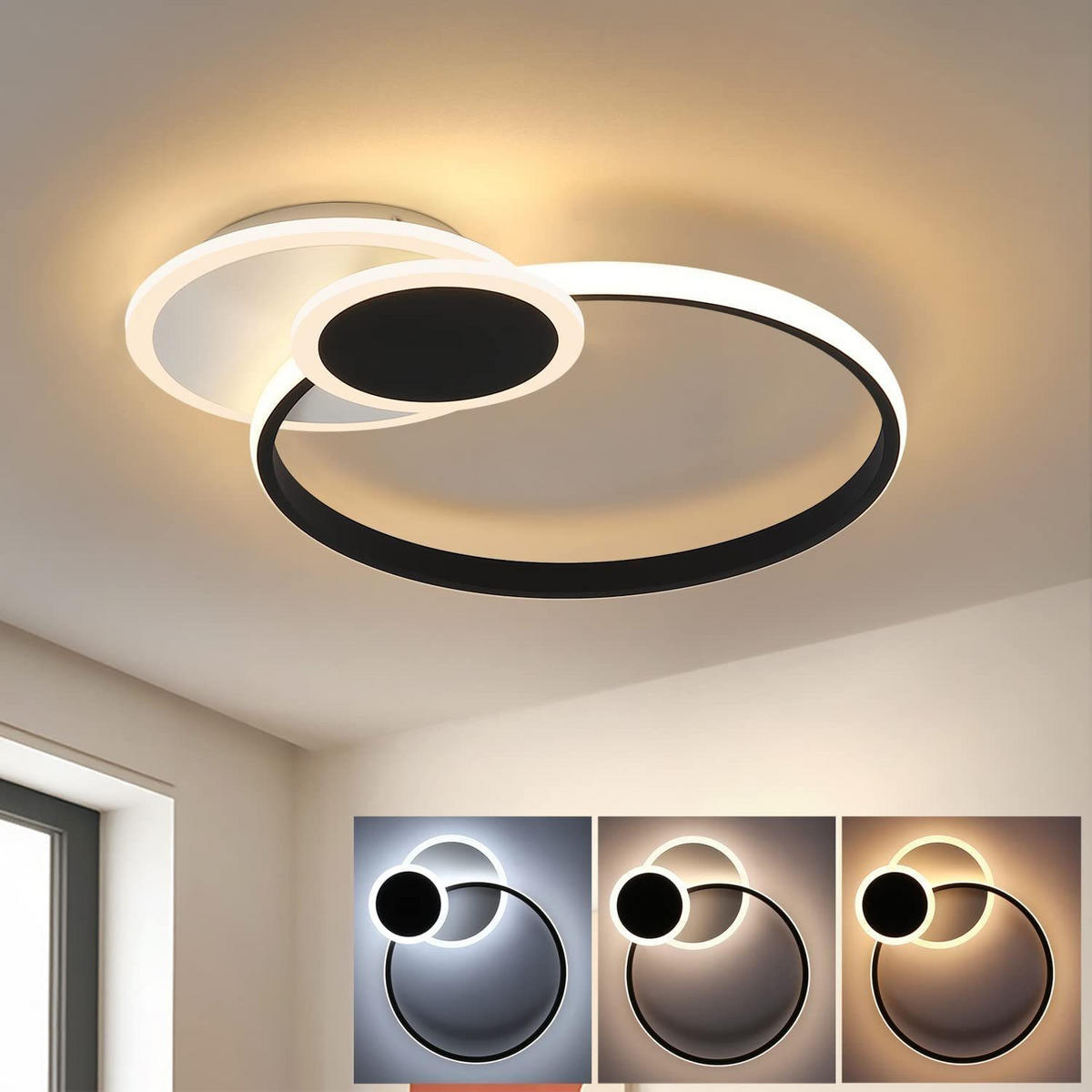 LED-DECKENLEUCHTE Reinhard 44/36/8 cm - Schwarz, Metall (44/36/8cm) - Nettlife