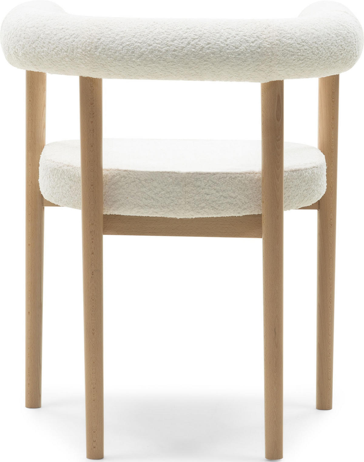 ESSZIMMERSTUHL MAYA 2er Set in Weiß Boucle mit massivem Buchenholzgestell 62/56/78 cm - Hellbraun/Braun, Holz/Textil (61/74/57.5cm) - WFL GROUP
