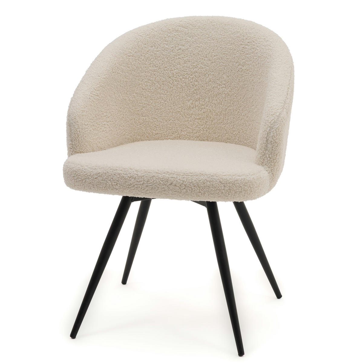 STUHL MODENA drehbar gepolsterter mit Steppung - ecru - Boucle Teddy - Ecru/Schwarz, Textil/Metall (57/80/59cm) - NEW HOME