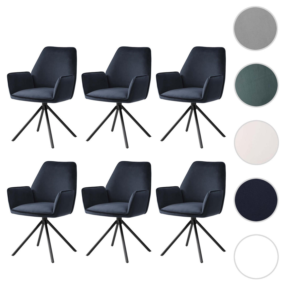 ESSZIMMERSTUHL Anthrazit, Blau, Schwarz 6er-Set - Blau/Anthrazit, Textil (60/86/60cm) - MCW