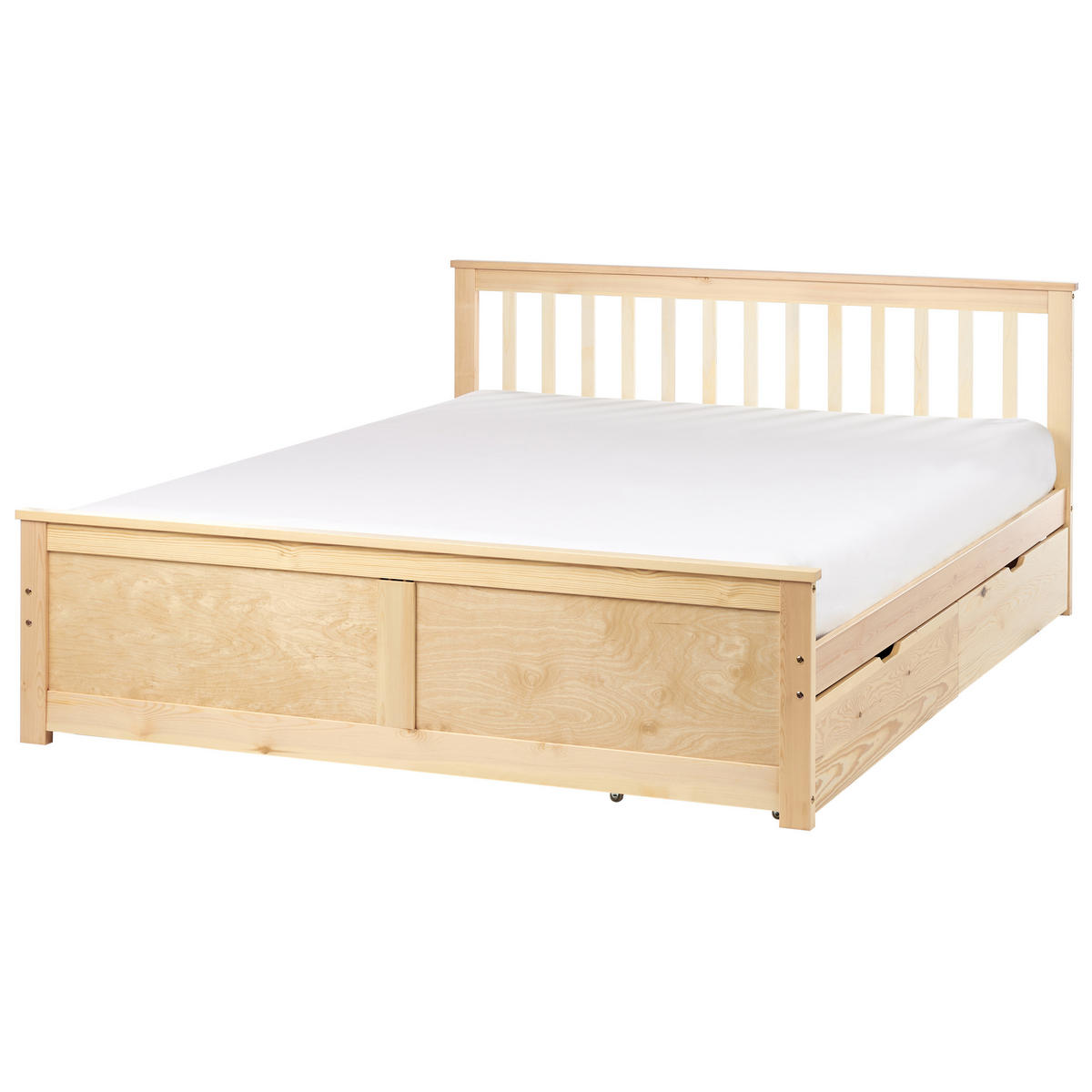 BETT mit Schubladen 160x200 cm Heller Holzfarbton Olendon - Hellbraun, Holz (160/200cm) - Beliani
