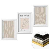 WANDBILDER 3er-Set - 20x30 cm Weißer Rahmen - Abstrakte Boho-Dekorationen - Weiß, Kunststoff (20/30cm) - ArtPrintCave