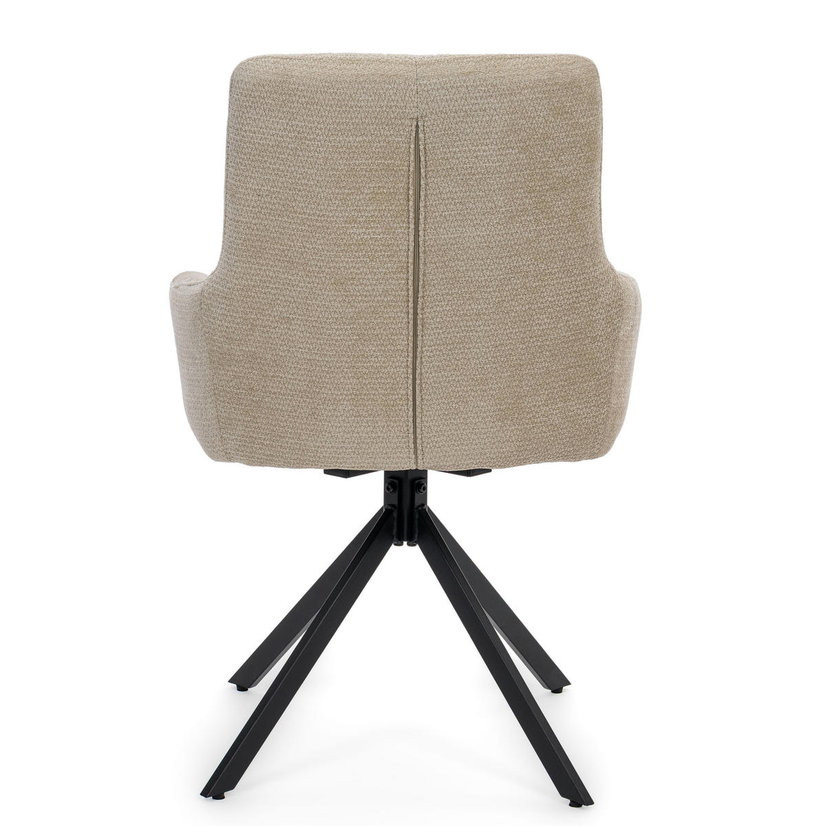 STUHL LUINO drehbar gepolsterter mit Steppung - hellbeige - Chenille - Ecru/Schwarz, Textil/Metall (58/87/60cm) - NEW HOME