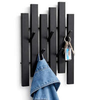 WANDGARDEROBE Schwarz Metall mit 5 Haken - Schwarz, Metall (24/35/5.5cm)