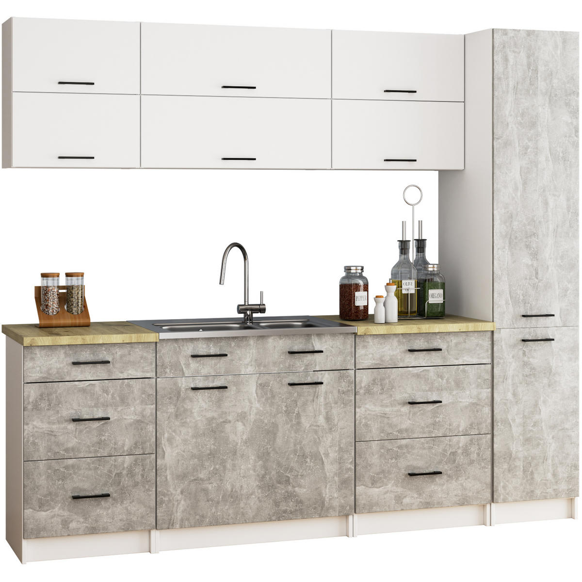 DULAP ÎNALT Alb, beton 205/40/57 - alb, compozit lemnos (40/205/57cm) - RAUMHIRSCH FURNITURE