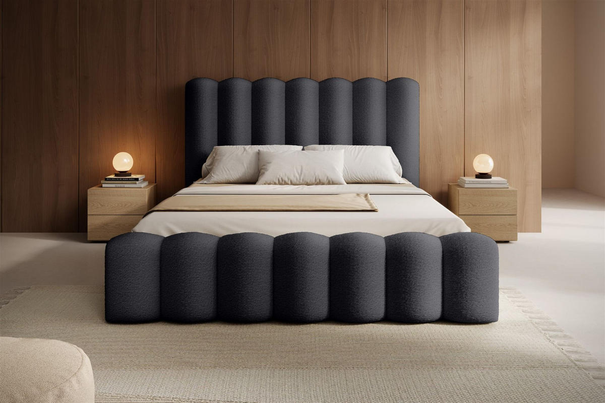 POLSTERBETT Macon Stoff Euphoria - Anthrazit, Holzwerkstoff/Textil (180/200cm) - Fun Möbel