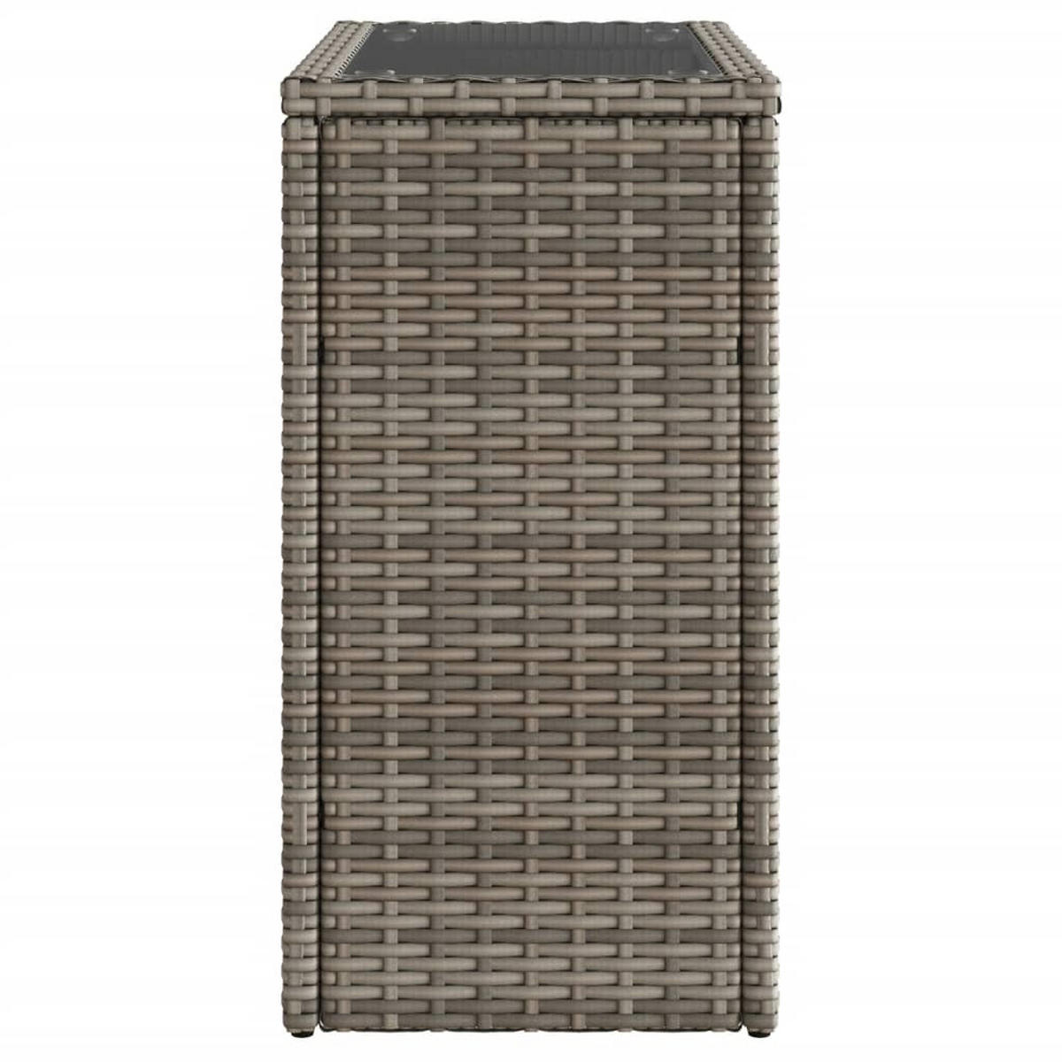 GARTEN-BEISTELLTISCH Mit Glasplatte Grau 58/27,5/55 Cm Rattan - Grau, Kunststoff (58/27.5/55cm) - vidaXL