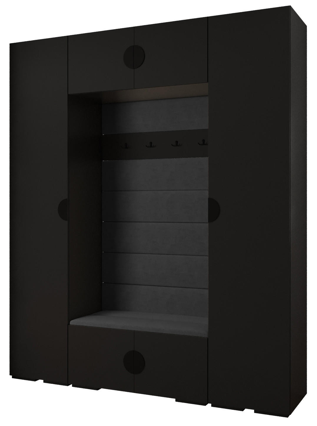 Abiks Möbel Garderoben-Set Schwarz, Schwarz, Schwarz 200x236.7x47 cm