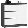 KOMMODE Grau, Weiß 35x80x77 cm - Anthrazit/Weiß, Holzwerkstoff (80/77/35cm) - Akord