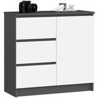 KOMMODE Grau, Weiß 35x80x77 cm - Anthrazit/Weiß, Holzwerkstoff (80/77/35cm) - Akord