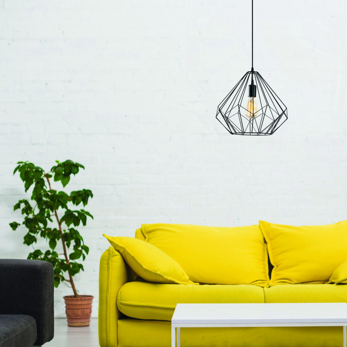 HÄNGELEUCHTE sasha farbe schwarz 40w - Schwarz, Metall (37/37/129cm) - Concept Usine