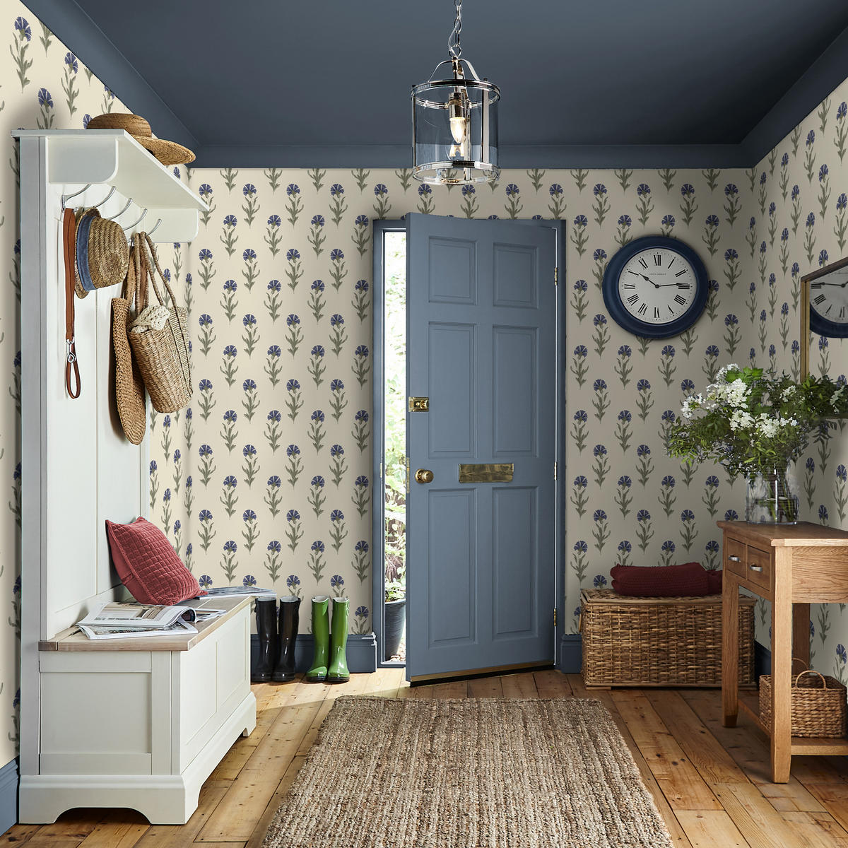 VLIESTAPETE Löwenzahn Dusky Seaspray Blau - Blau, Papier/Kunststoff (52/52cm) - LAURA ASHLEY
