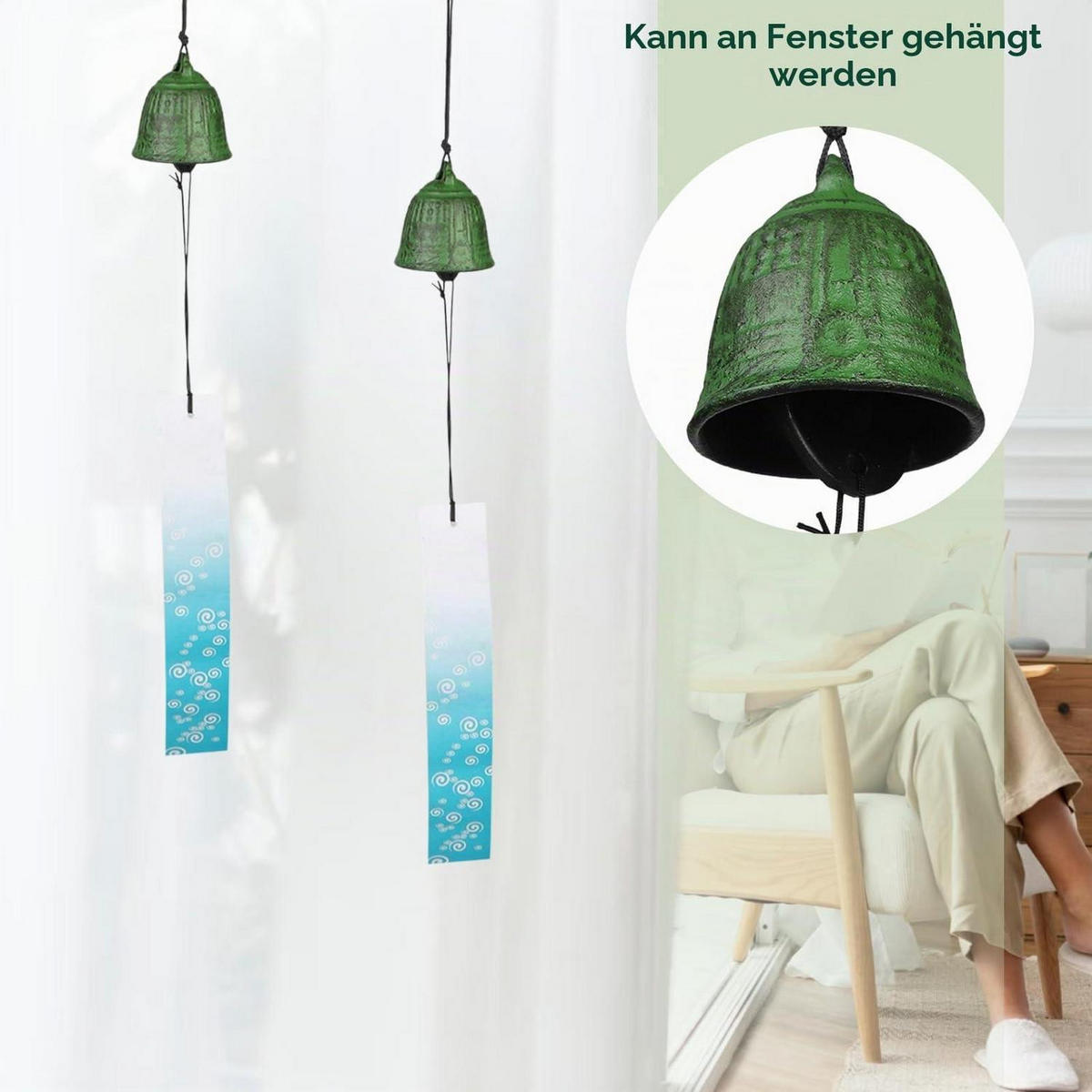WINDSPIEL 2-teiliges Set Gusseisen Traditionell - Grün, Metall (50/5/5cm)