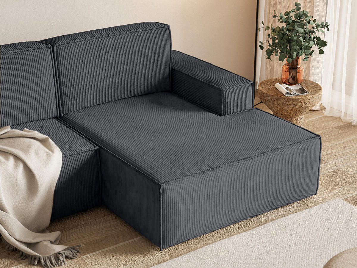 ECKSOFA KOKKO MINI mit Schlaffunktion, Anthrazit - Anthrazit, Textil (240/167cm) - Fedve