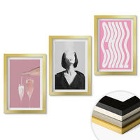 WANDBILDER 3er Set - 20x30 cm Goldrahmen - Stilvolles Porträt, Champagner-Entspannung - Goldfarben, Kunststoff (20/30cm) - ArtPrintCave