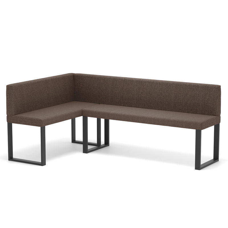 ECKBANK links SANA U Webstoff glatt, 142/196 cm Braun - Braun, Textil/Metall (142/196cm) - Idohome
