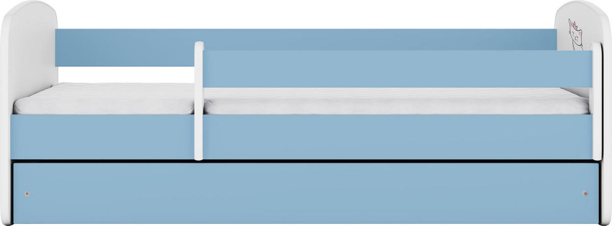 KINDERBETT Emily mit Schublade und Matratze, Blau 70x140 cm - Blau/Altrosa, Holzwerkstoff (140/70cm) - WFL GROUP