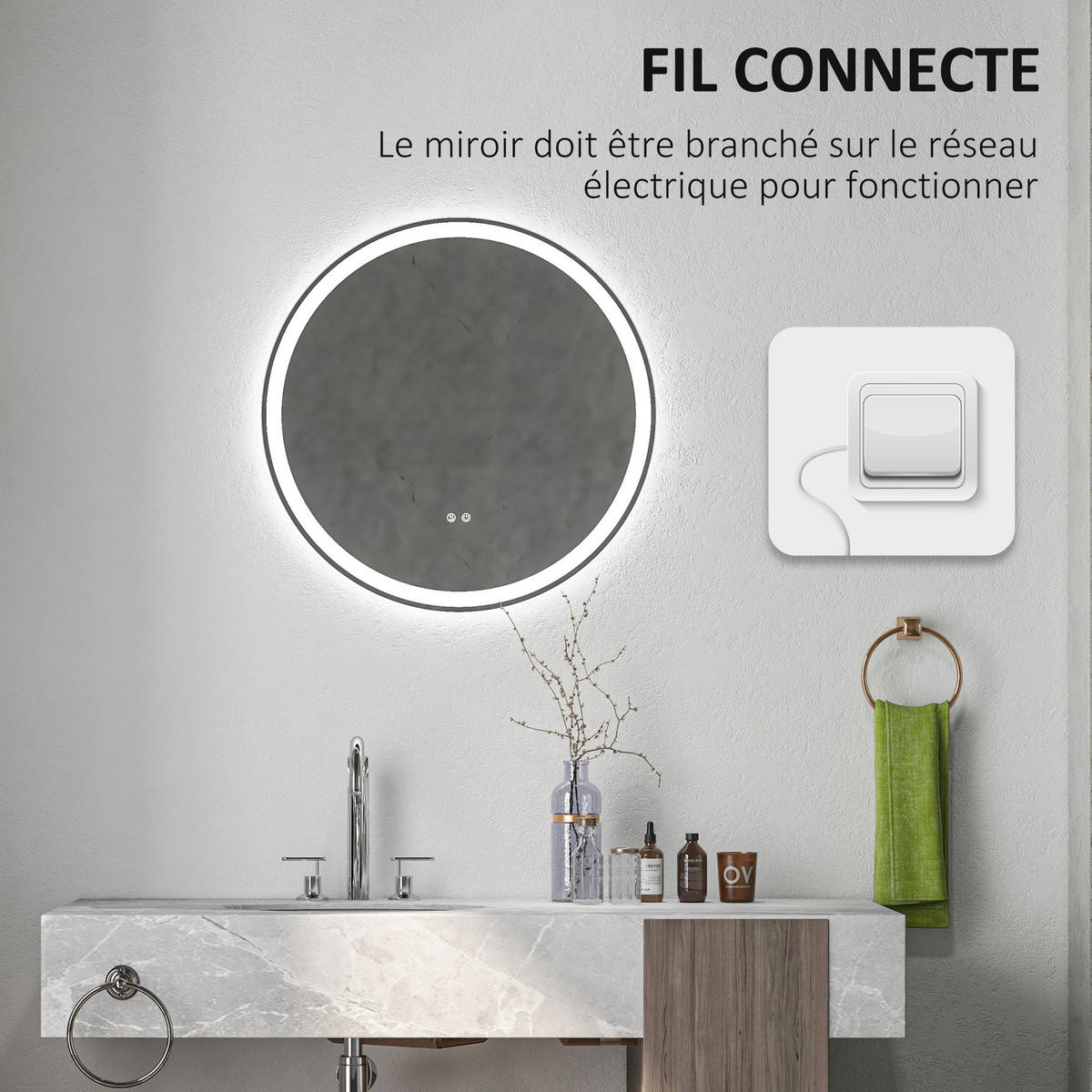 BADEZIMMERSPIEGEL DE-15129 mit 3 LED-Farben und dimmbar Weiß/Silber - Silberfarben, Metall (80/3.3/80cm) - ComfortXL