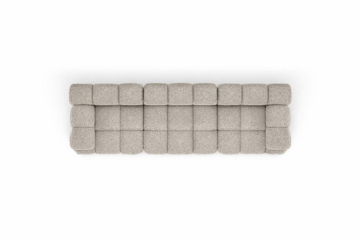COUCH, 3-Sitzer Modular, Bouclé-Stoff Abriamo, Beige, Selia - Beige, Holz (285/70/95cm) - Kaiser Möbel