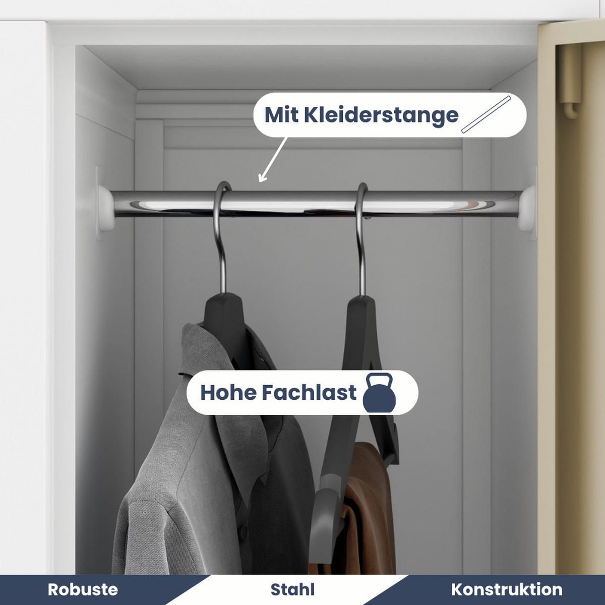 UMKLEIDESCHRANK Spind BERLIN 10 Abteile 172x136x45cm Weiß-Goldene Eiche - Weiß, Metall (136/172/45cm) - DELUKE