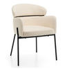 STUHL BOLZANO gepolsterter mit Steppung - hellbeige - Boucle - Ecru/Schwarz, Textil/Metall (62/80/61cm) - NEW HOME