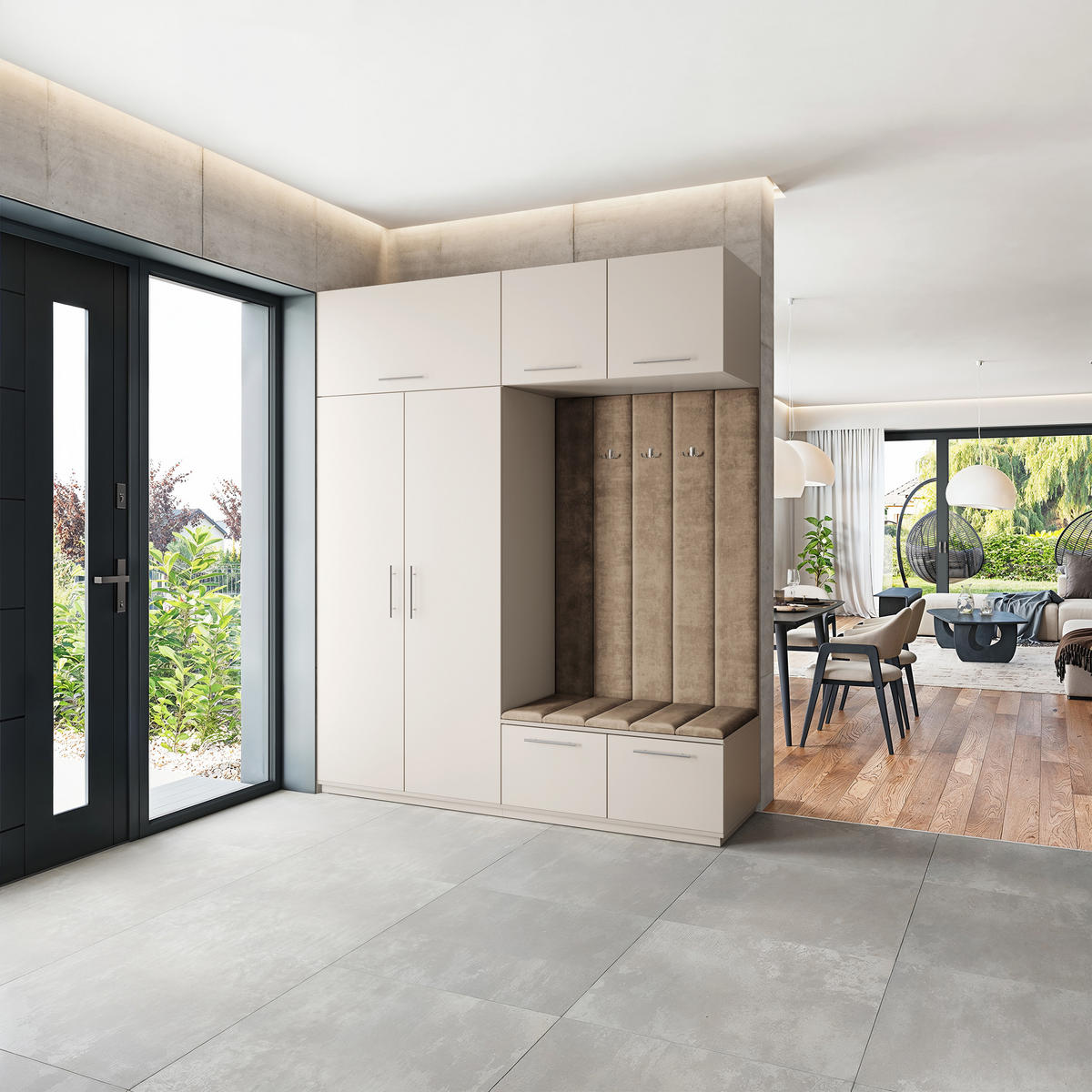 GARDEROBENSCHRANK REMA 200/240/60 cm Modern Garderobe-Set Kaschmir - Kaschmir/Beige, Holzwerkstoff (200/240/60cm) - MASSENO