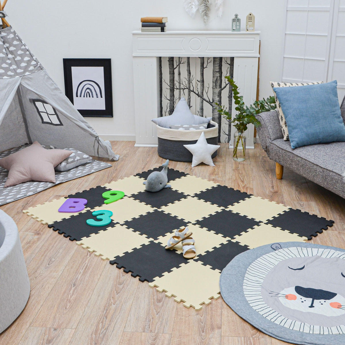 SPIELMATTE ab Null - 180/90/1 cm Puzzlematte Beige - Multicolor, Kunststoff (30/30cm) - Littletom
