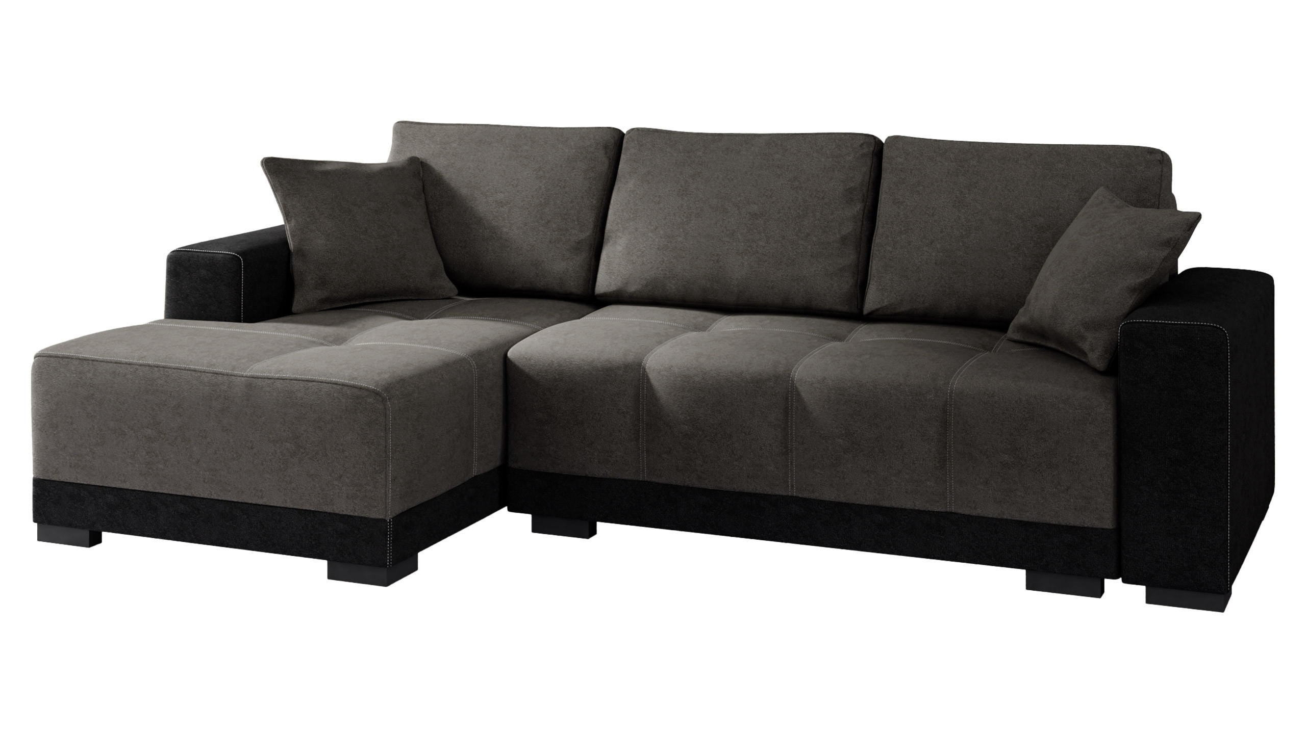 ECKSOFA Dallas, Seite: Links - Schwarz/Grau, Holz/Textil (240/140cm) - MIRJAN24