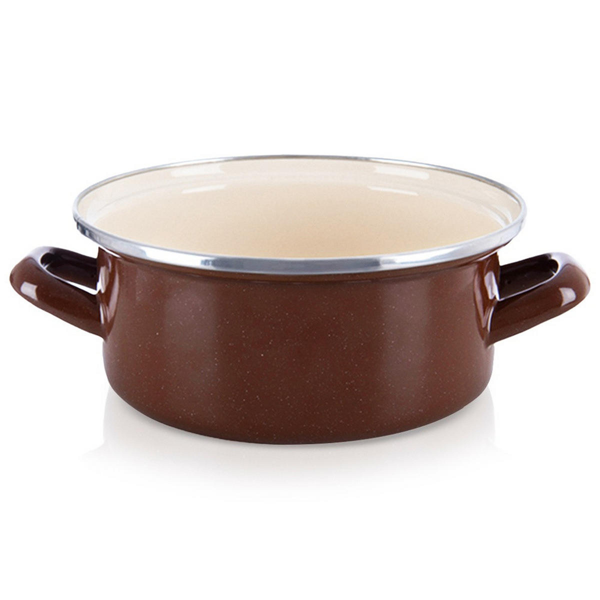 EMAILLIERTOPF Brown mit Griffen braun - Braun, Metall (18.5cm) - Orion 