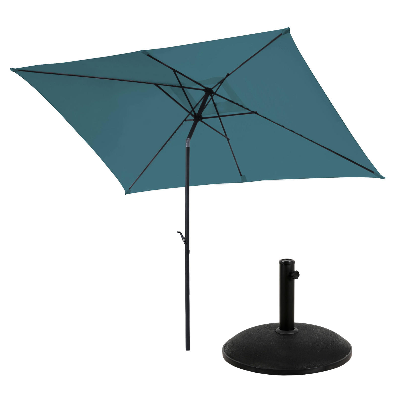 SONNENSCHIRM Set mit Ständer Petrol - Petrol, Textil (200/300cm) - SVITA