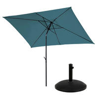 SONNENSCHIRM Set mit Ständer Petrol - Petrol, Textil (200/300cm) - SVITA