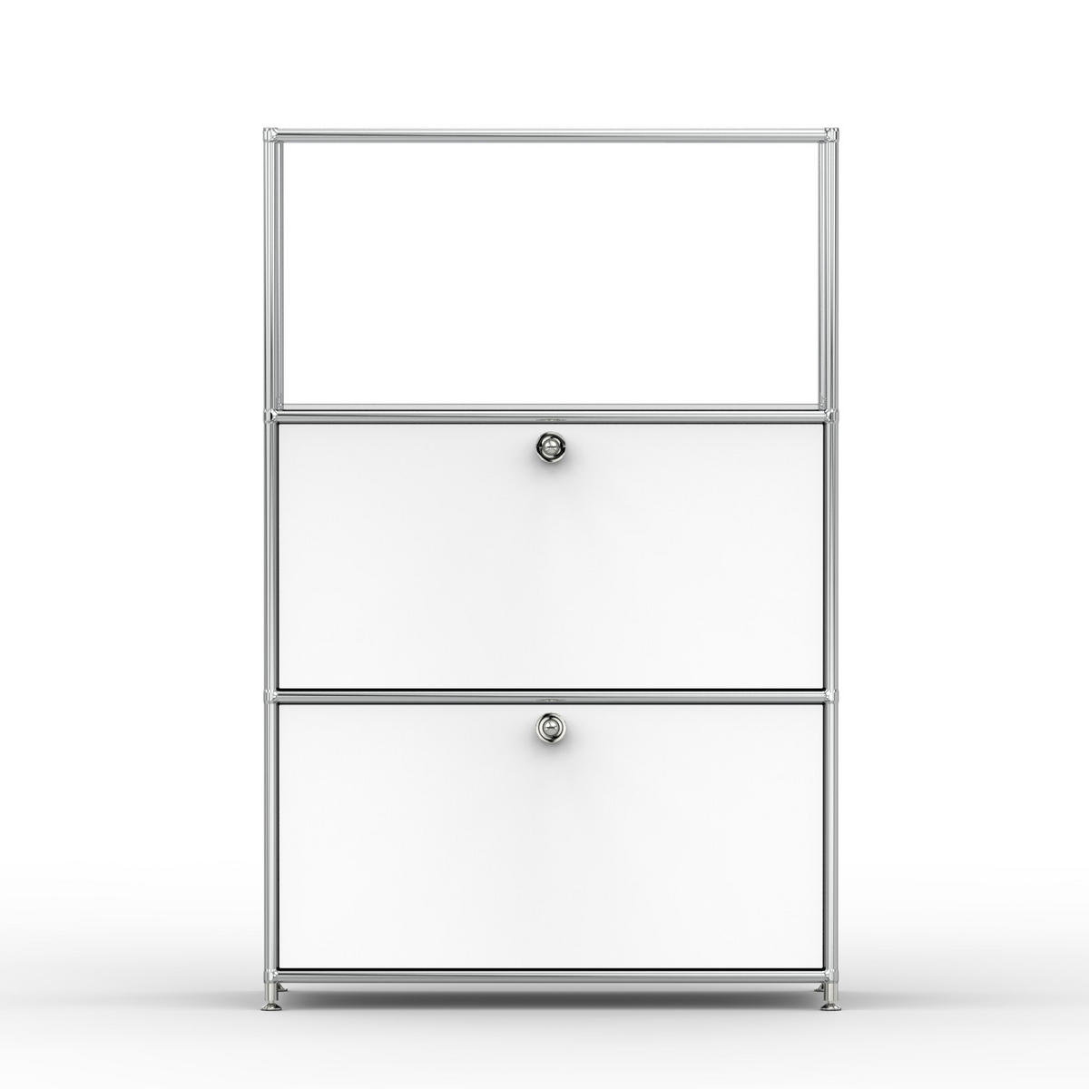 HOCHSCHRANK, 1 offenes Fach, 2 Klappen, Breite 77 cm, Signalweiß - Chromfarben/Silberfarben, Metall (40/118/77.2cm) - Versee