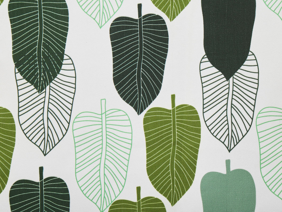 GARTENLIEGE 2er-Set dunkelbraun Textil grün/weiß Blättermotiv Anzio - Dunkelbraun/Weiß, Textil (54/70/97cm) - Beliani