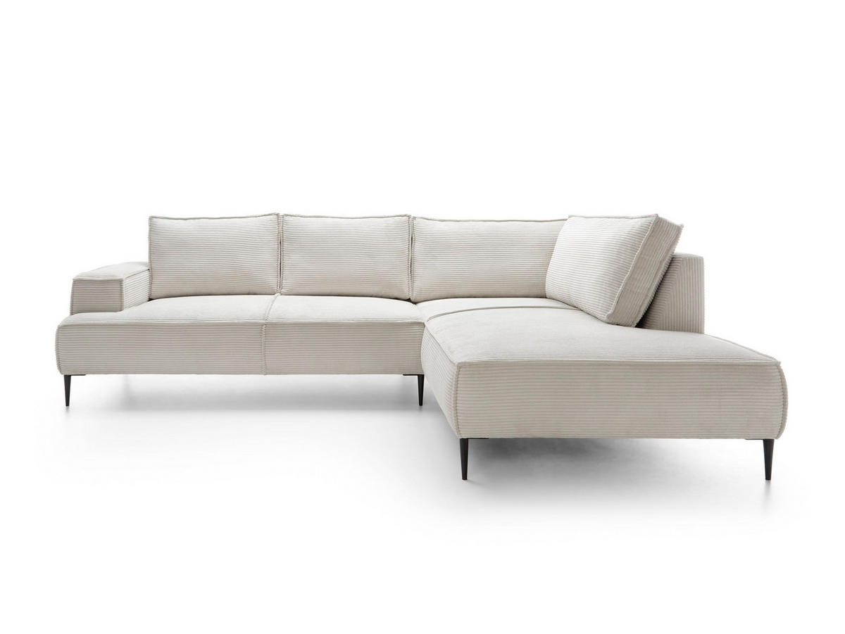 ECKSOFA DUNA Beige Kordstoff - Beige, Holz (275/195cm) - MASSENO