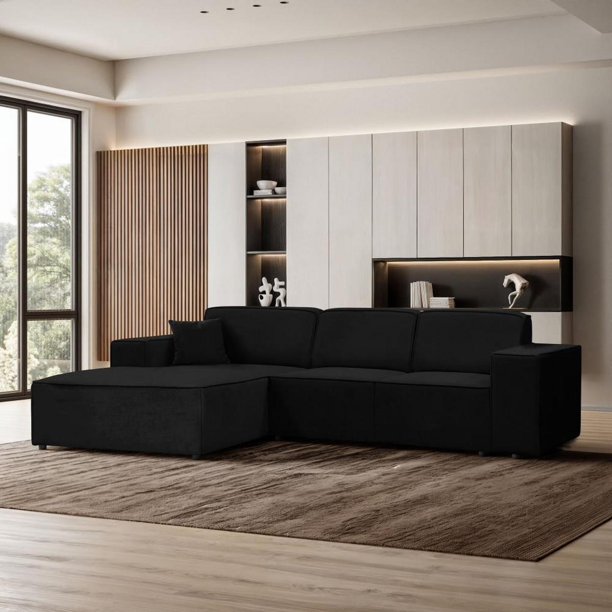 ECKSOFA ohne Schlaffunktion Pedro L schwarz links - Schwarz, Kunststoff/Textil (267/170cm) - Beautysofa