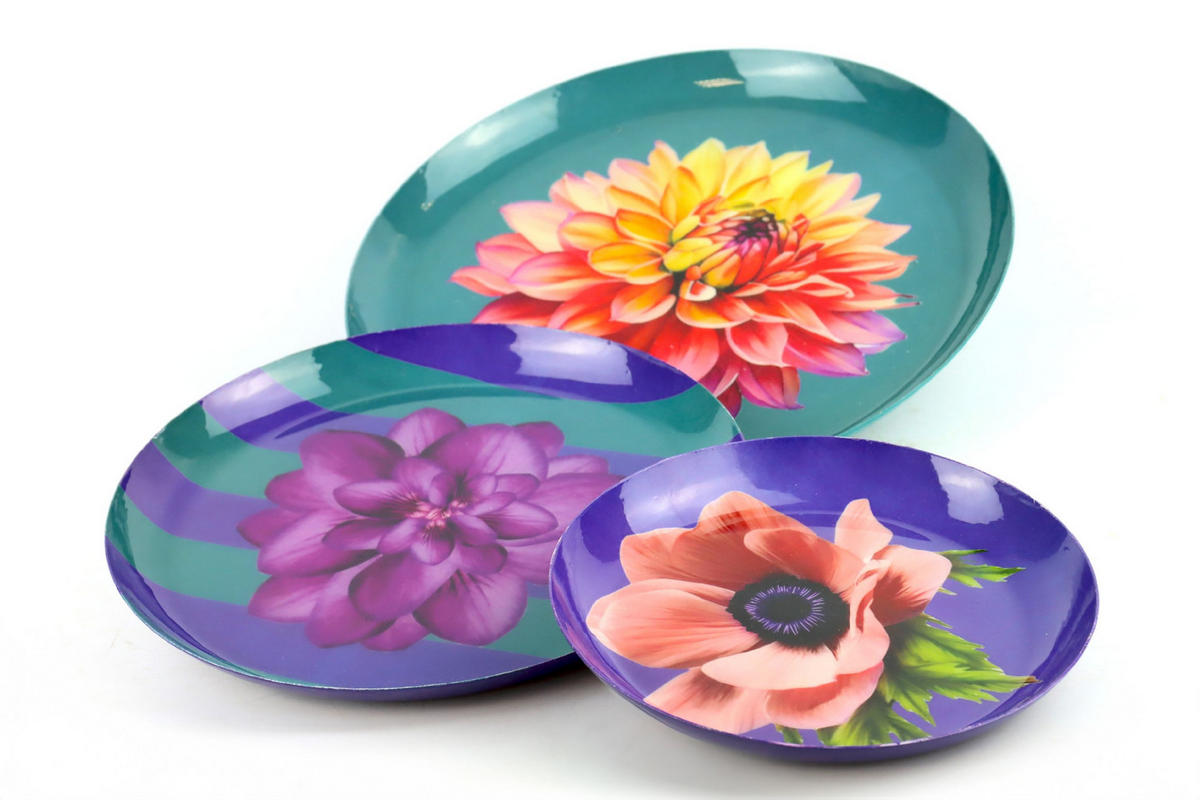 TABLETTSCHALEN Blossom 3-tlg. - Multicolor, Metall (25/2.3/25cm) - FURNARO