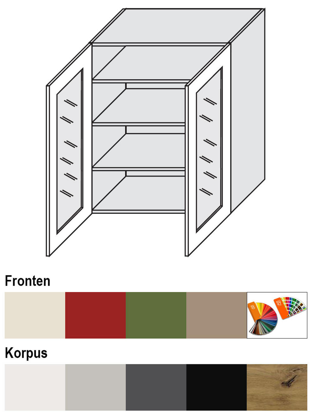 HÄNGESCHRANK Brerra W4S/80 Eiche Artisan / RAL 6025 farngrün Matt 80 / 32,5 / 96cm - Eiche Artisan/Grün, Holz/Holzwerkstoff (80/96/32.5cm) - Feldmann-Wohnen