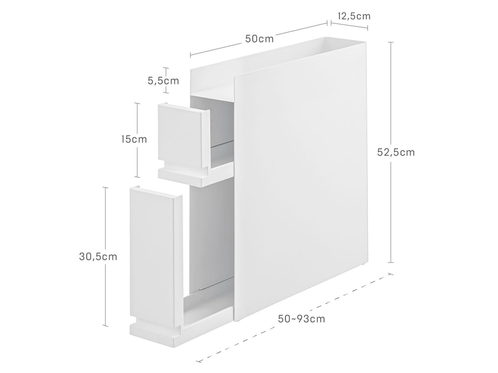 GEWÜRZREGAL Tower weiß 12/52/50 cm mit 2 Schubladen - Weiß, Metall (12/52/50cm) - Yamazaki