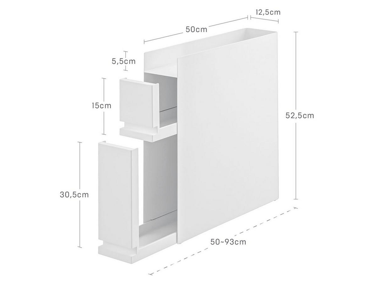 GEWÜRZREGAL Tower weiß 12/52/50 cm mit 2 Schubladen - Weiß, Metall (12/52/50cm) - Yamazaki