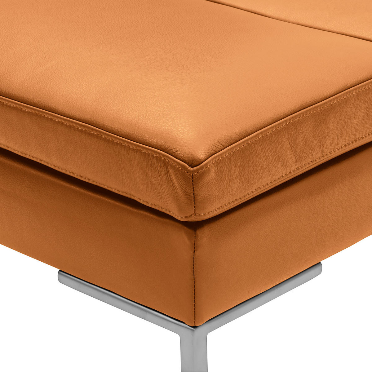 POLSTERHOCKER - Chromfarben/Cognac, Leder/Metall (108/40/69cm) - home24