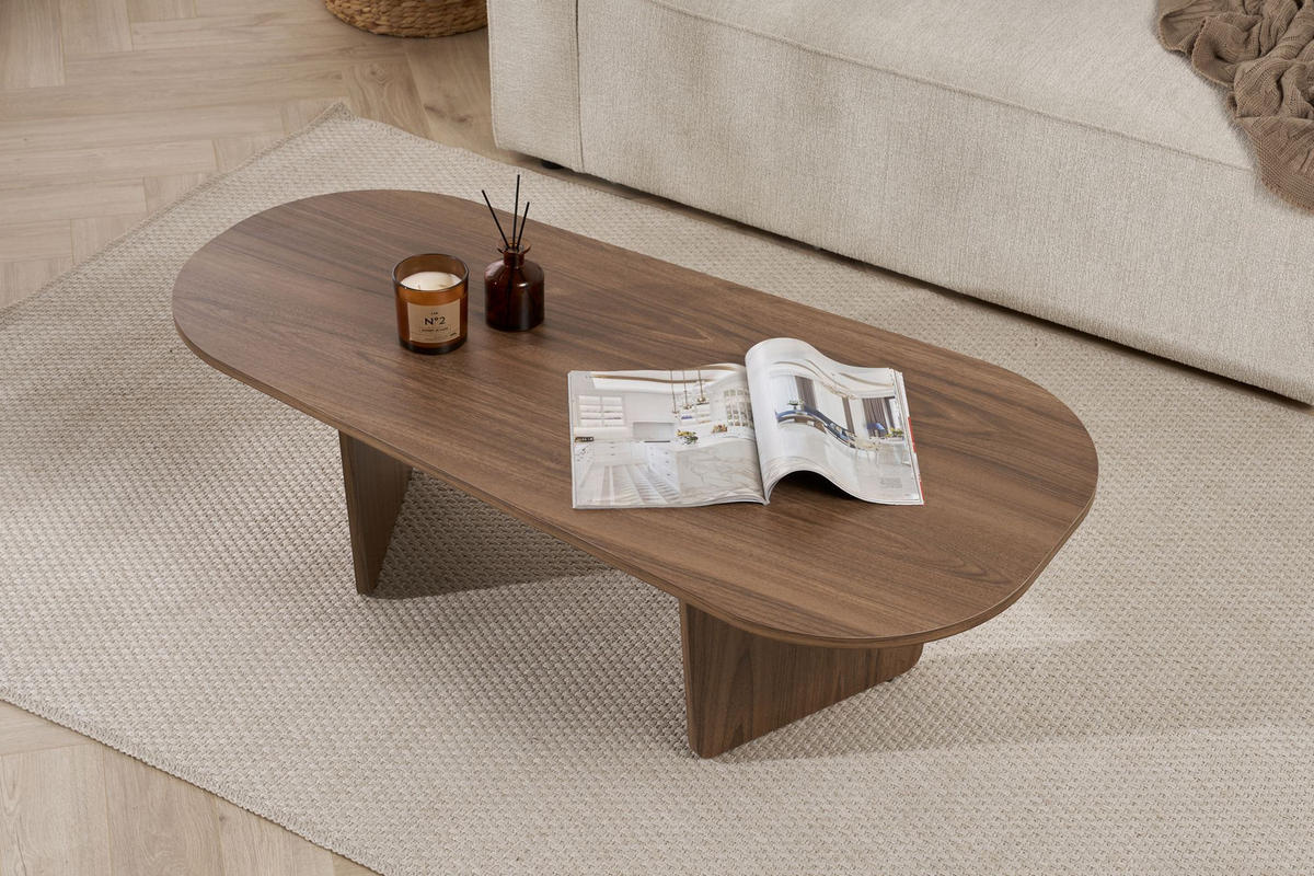 COUCHTISCH ovalis Dunkelbraun - Braun, Holz (130/65/40cm) - Habitat Garten