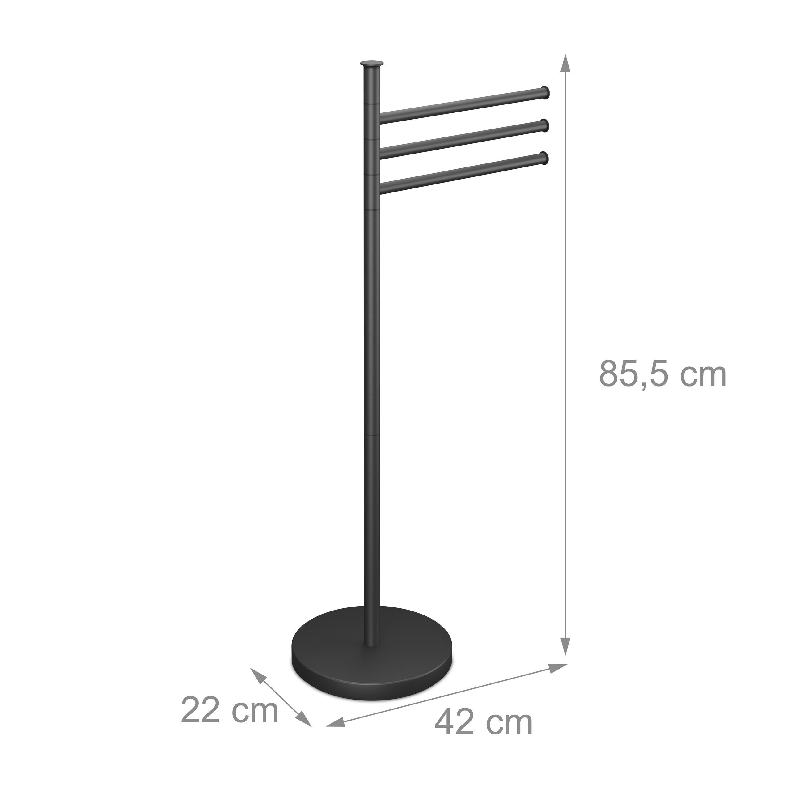 Thumbnail - Relaxdays Handtuchhalter, Schwarz, Metall, Kunststoff, 42x85.5x22 cm, Badaccessoires, Waschplatzzubehör, Handtuchhaken