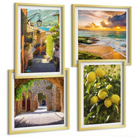 BILDER SET 4er Set - 50x50 cm & 40x60 cm Goldrahmen - Malerische Straßen am Meer, Strand - Goldfarben, Kunststoff (50/50cm) - TULUP