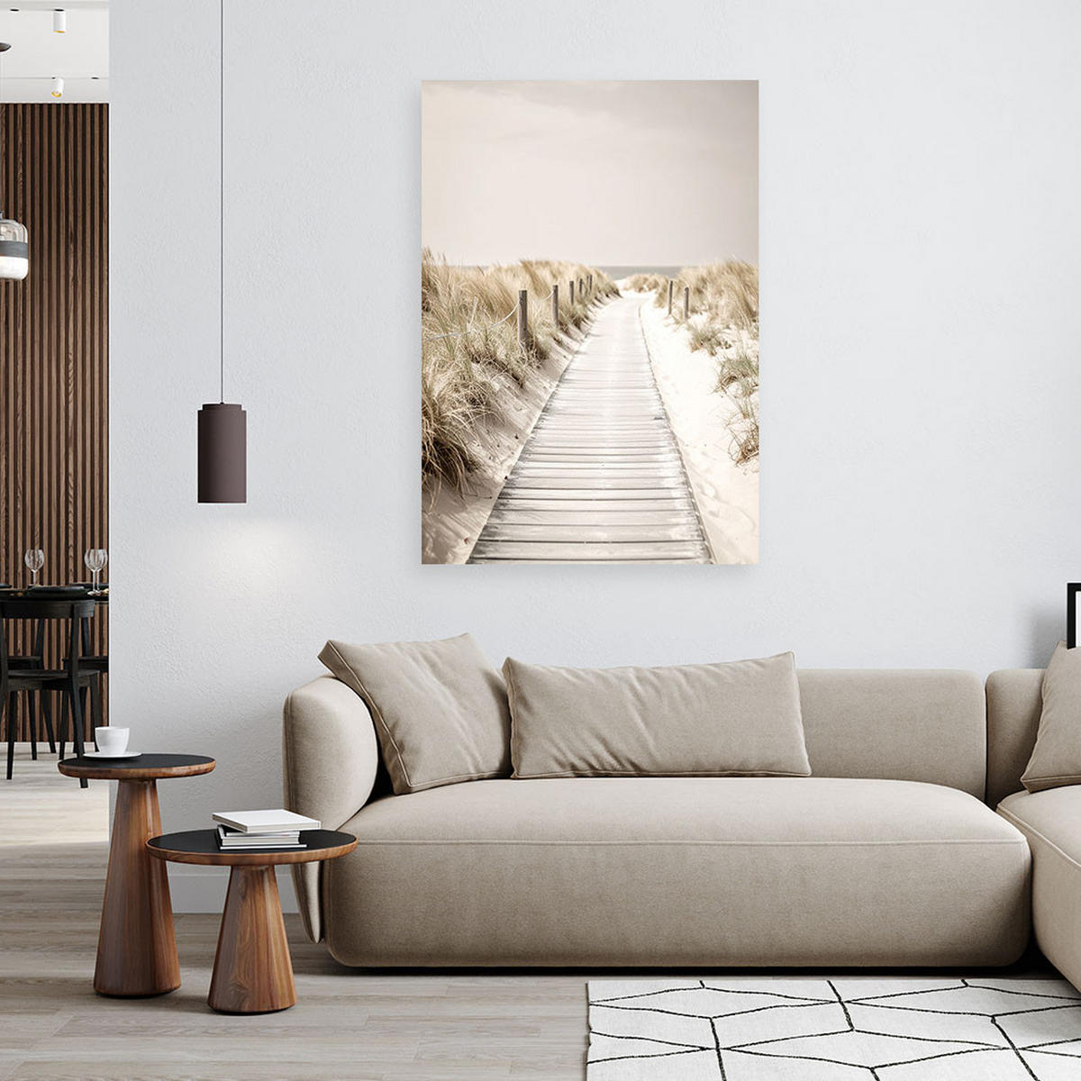 LEINWANDBILD Steg zum Strand Dünen Natur 80x120cm - Beige, Textil (80/120cm) - Feeby