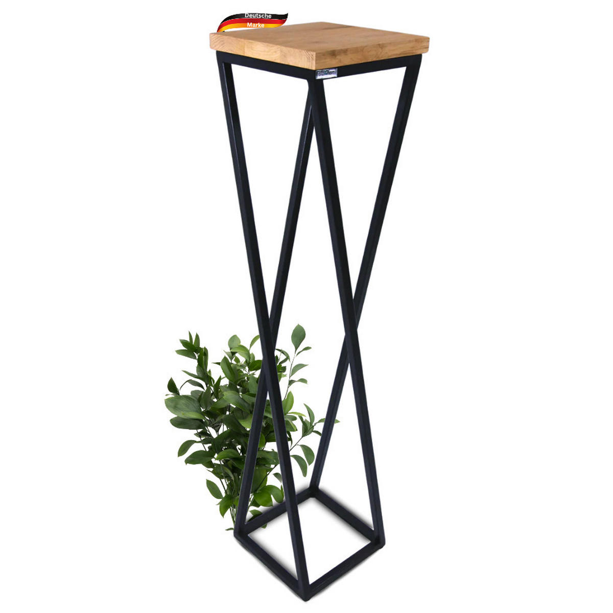 BLUMENSTÄNDER Holz Metallgestell KABRI 90 cm hoch Eichenholz - Braun, Holz (20/90/21cm) - DELUKE