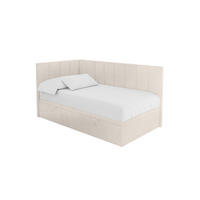 EINZELBETT Jugendbett mit Bettkasten Rechts, mit Matratze - LOVY 90x200 Beige - Beige, Holzwerkstoff/Textil (90/200cm) - ALTDECOR