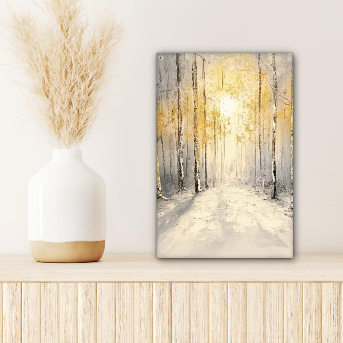 LEINWANDBILD Winter - Abstrakt - Schnee - Natur - Sonne Deko Wohnzimmer 20x30 cm - Grau, Textil (20/30cm) - MuchoWow