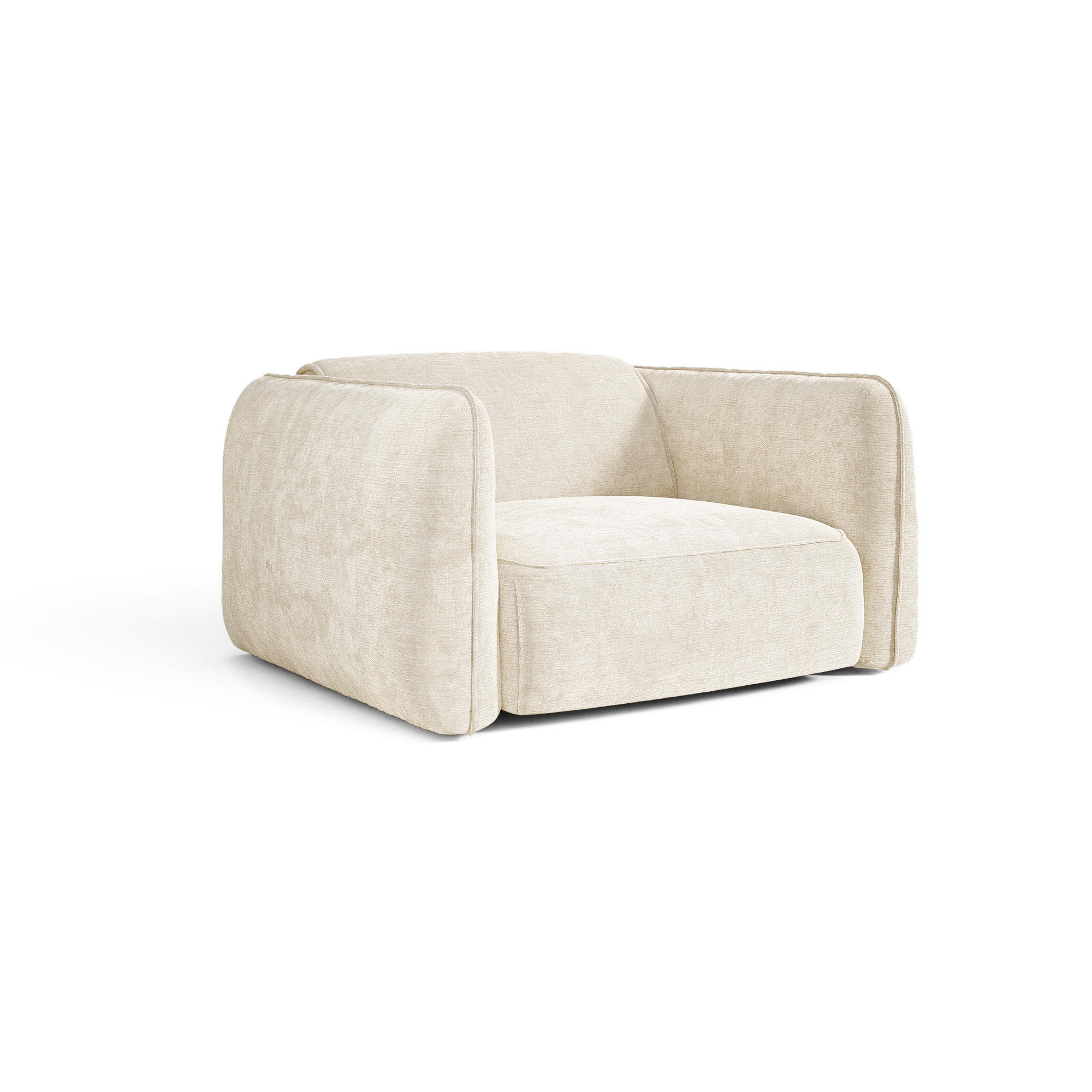SESSEL LOMI Geprägter Samt Creme 118cm - Creme, Textil (118/76/102cm) - Premium Interiors